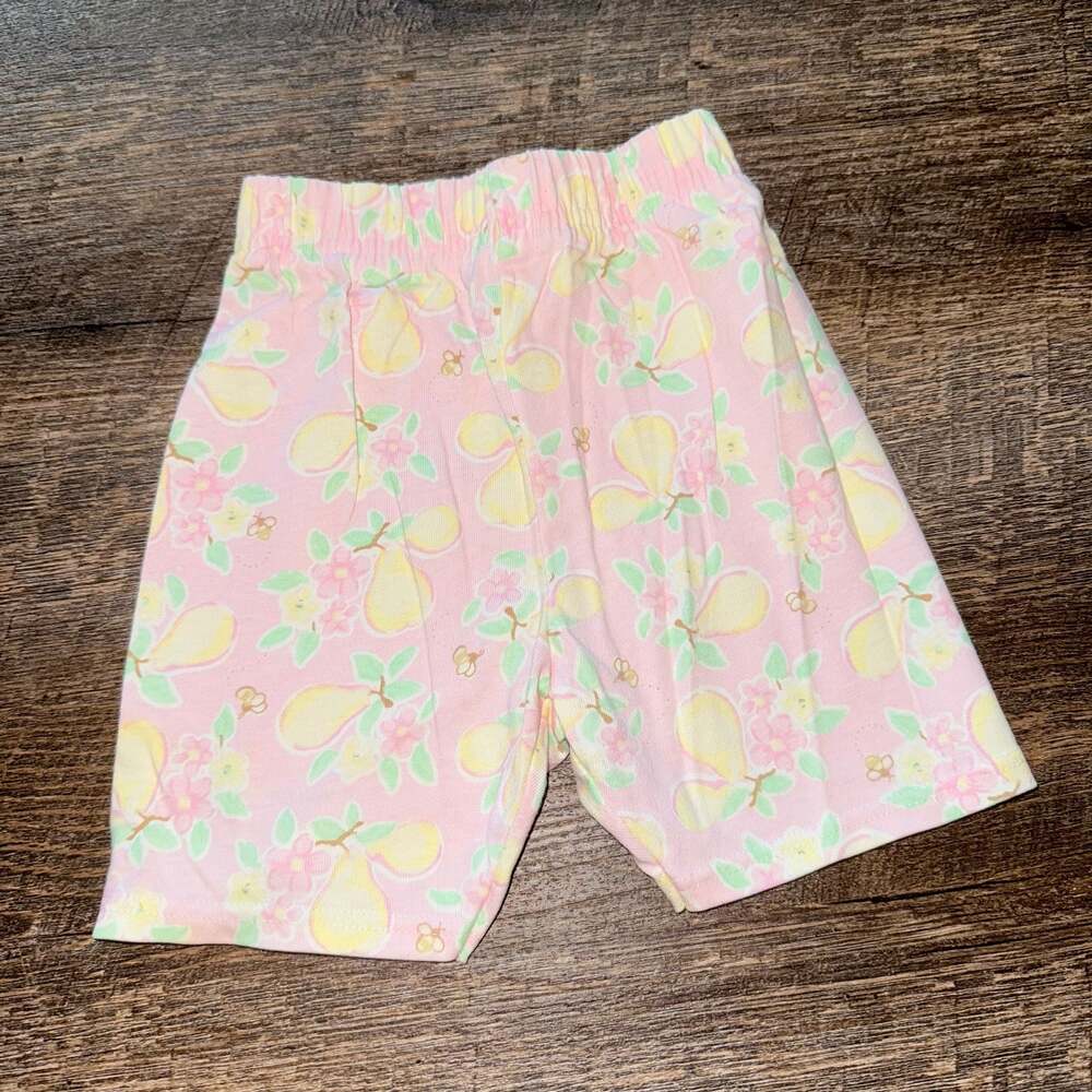 Vintage Carter's Toddler Girls Pink Floral Pear Print Elastic Waist Shorts Size